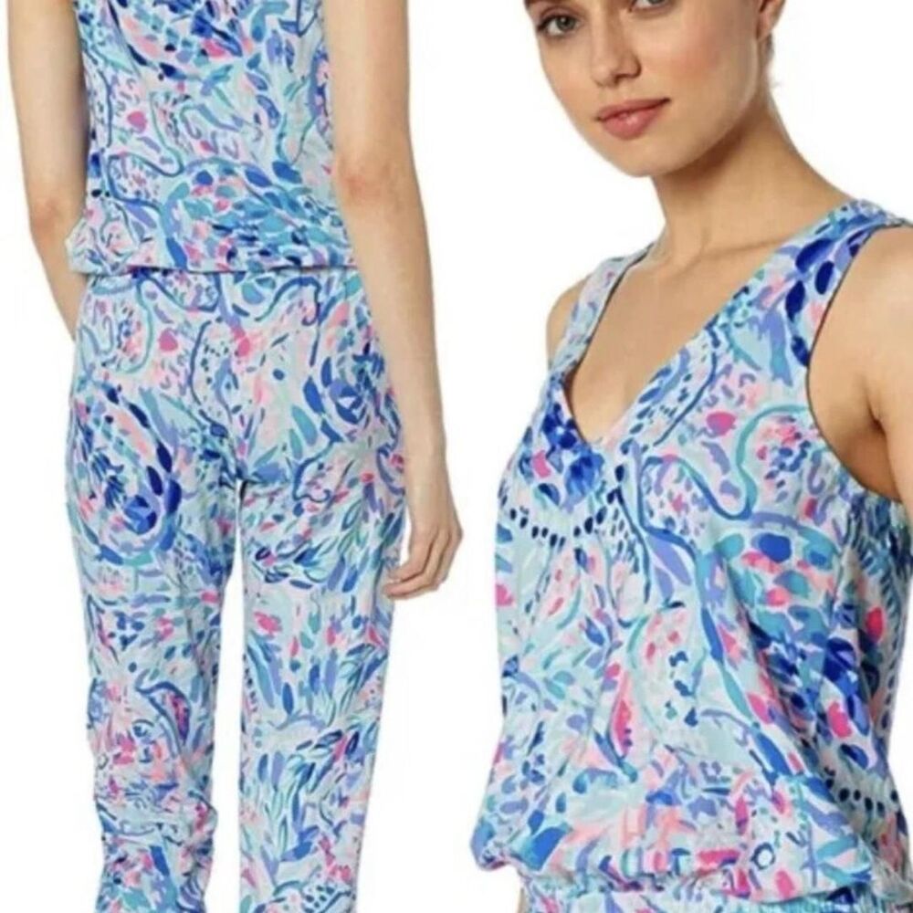 Lilly-pulitzer Women's Blue and White Jumpsuit - Picture 2 of 8